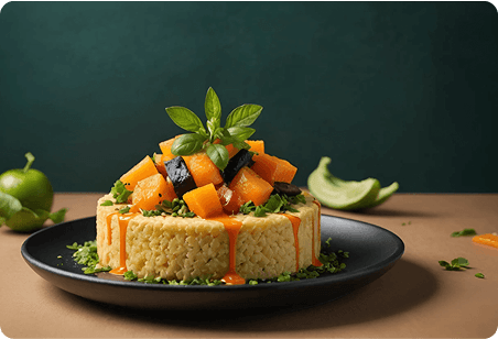 Elegant vegetable tower presentation