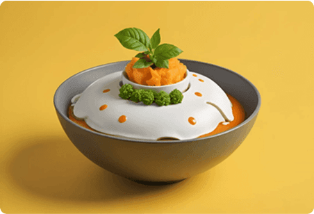 Creamy soup with garnish